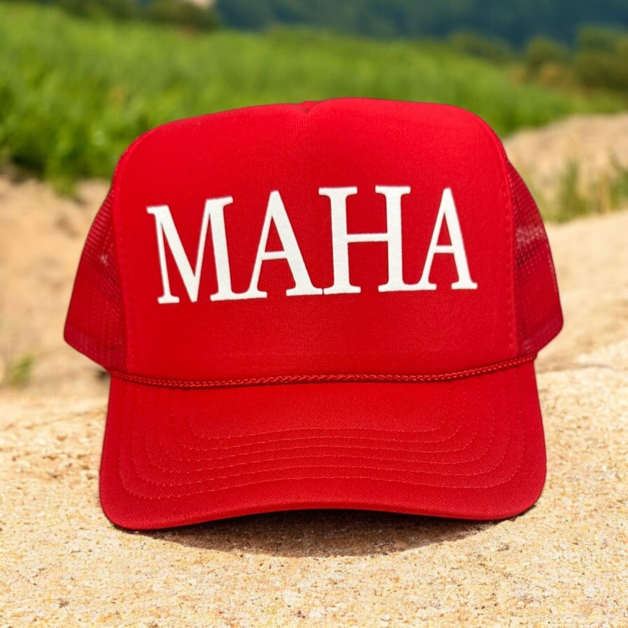 MAHA (white velvet) - Red Trucker