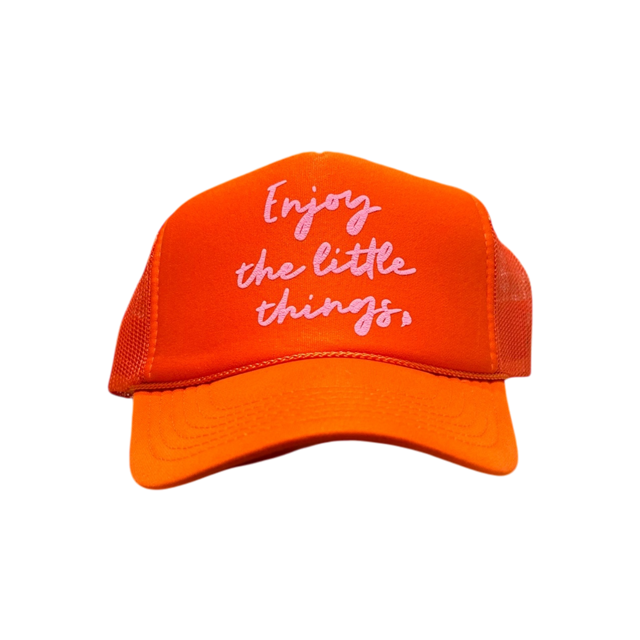 'Enjoy the little things' Orange Trucker