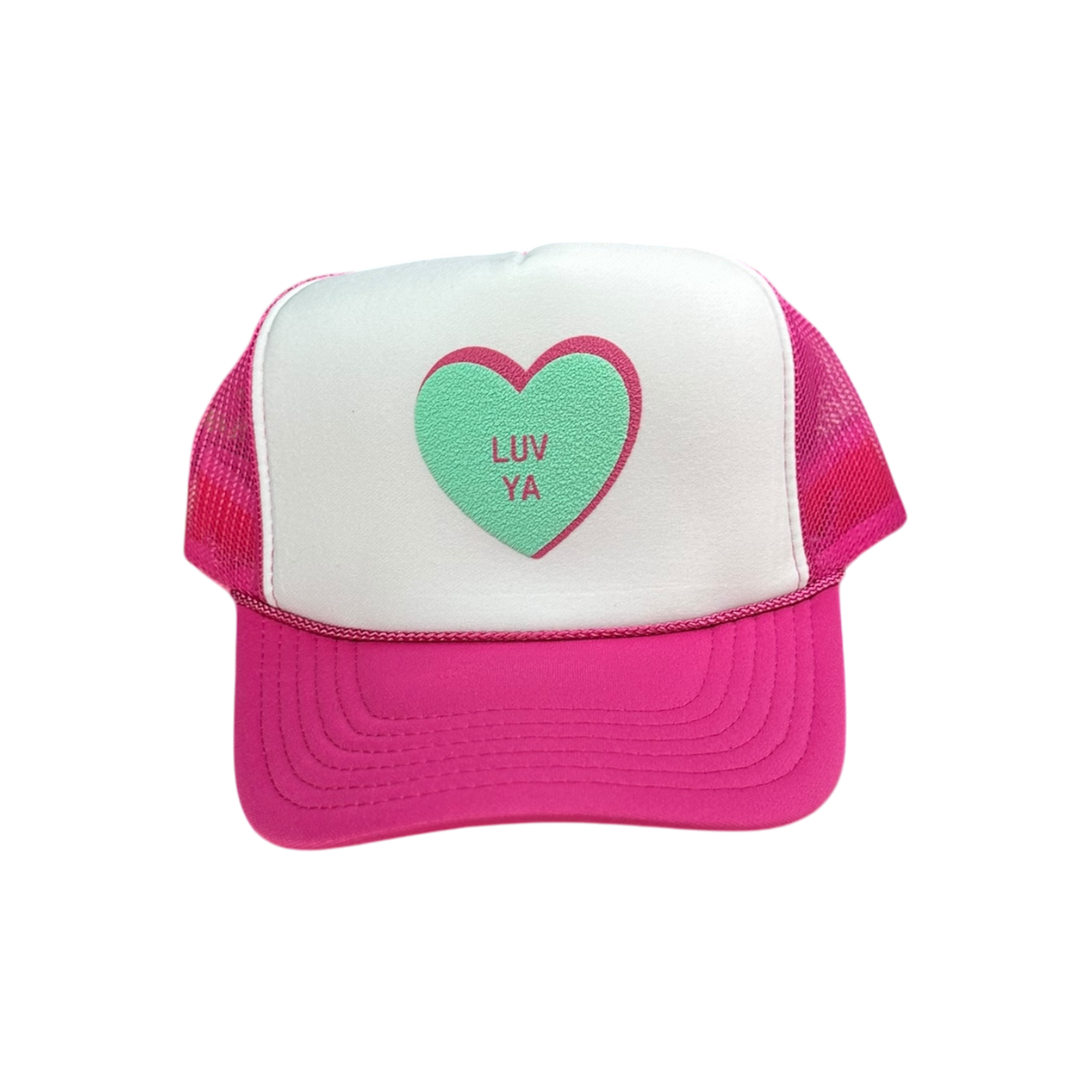 Candy Heart (Mint-Luv Ya) - White/Pink Trucker