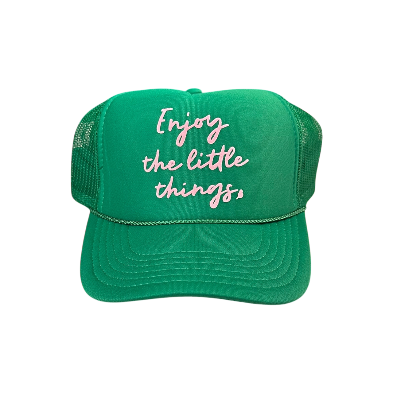 Enjoy the little things  (pink velvet) - Green Trucker Hat