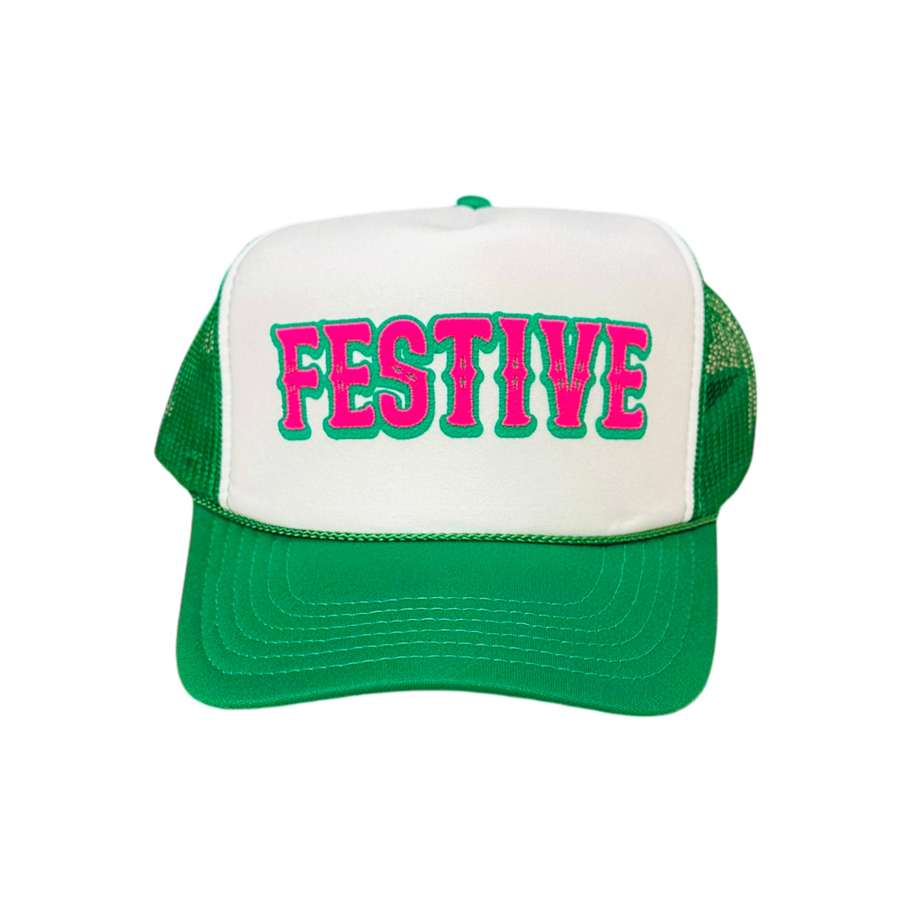 FESTIVE - White/Green Trucker