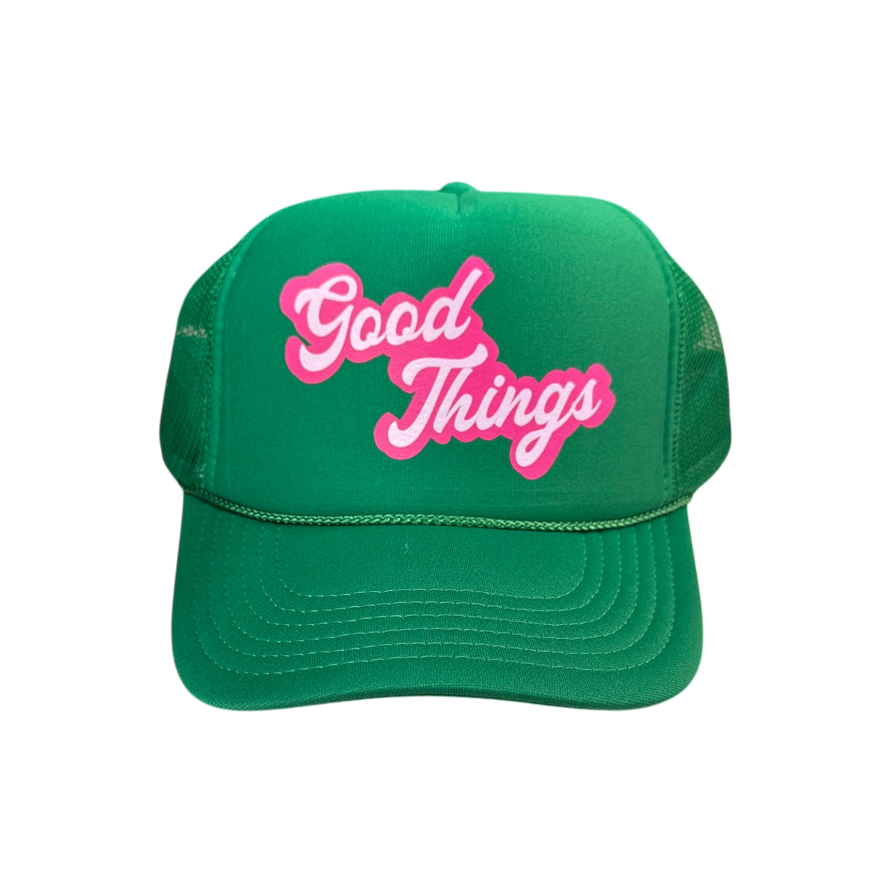 Good Things (Pink) - Green Trucker Hat