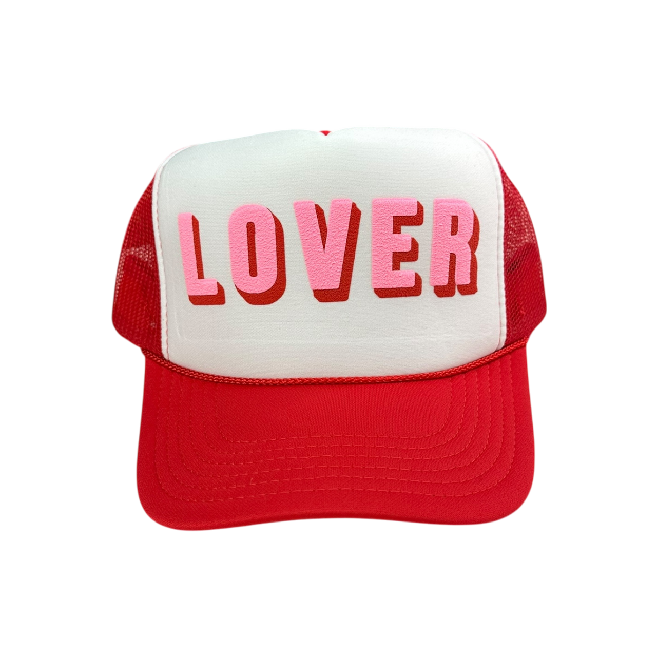 LOVER (double puff) - Red/White Trucker