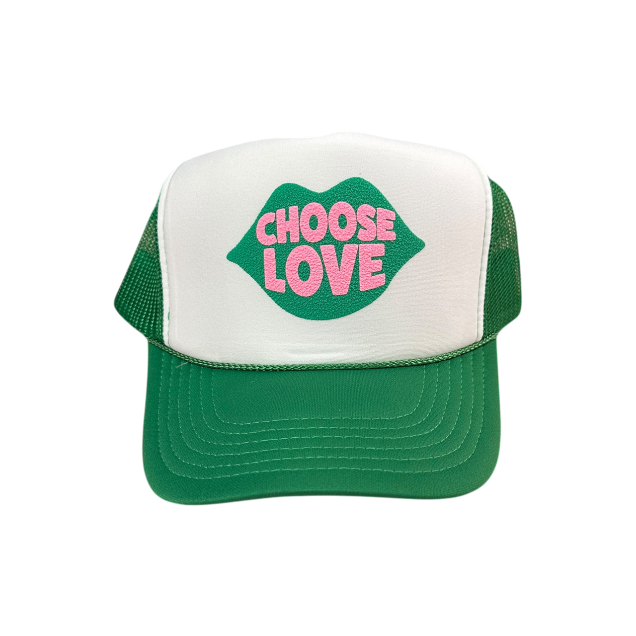 Choose Love (Lips) - White/Green Trucker Hat