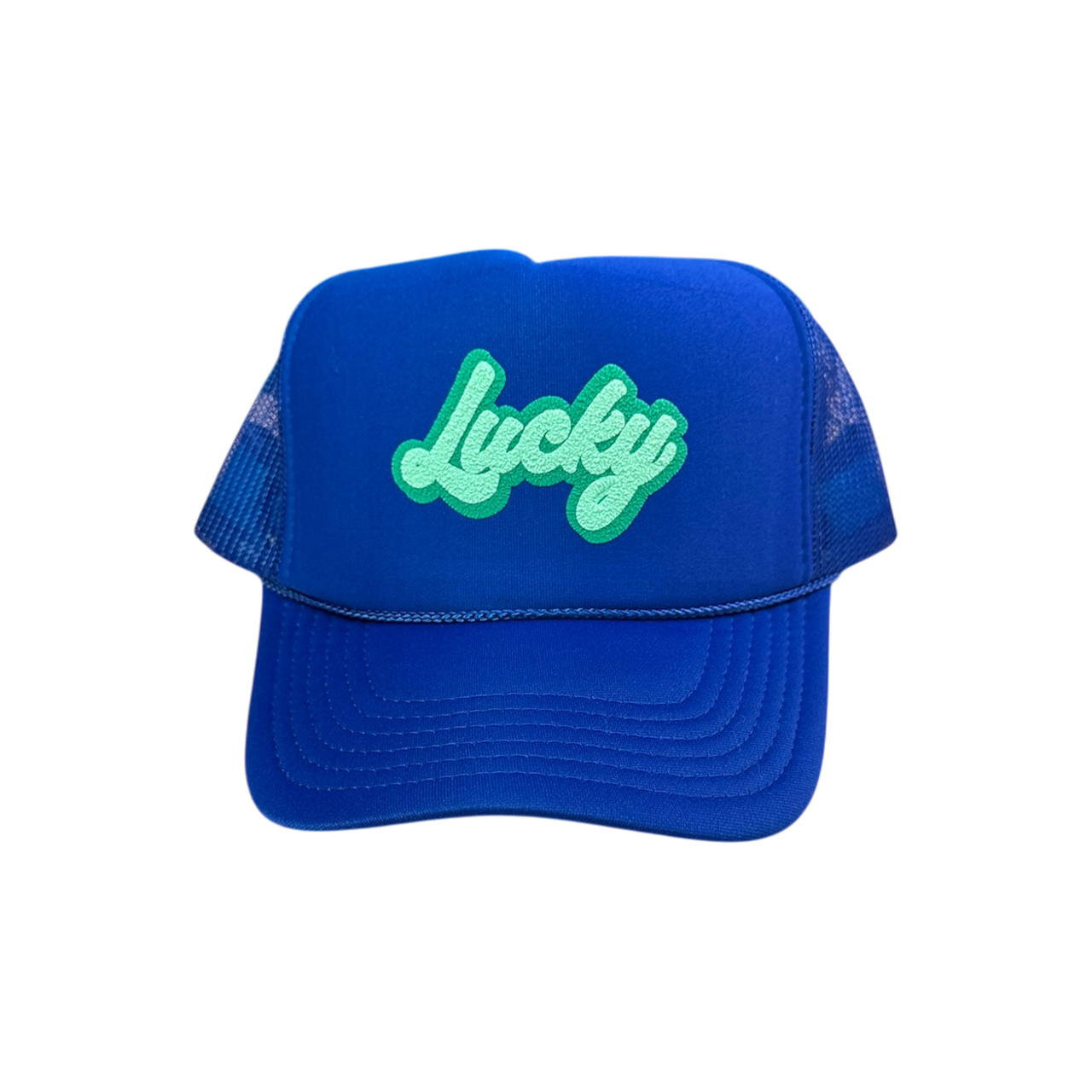 Lucky (double puff) - Royal Blue Trucker Hat