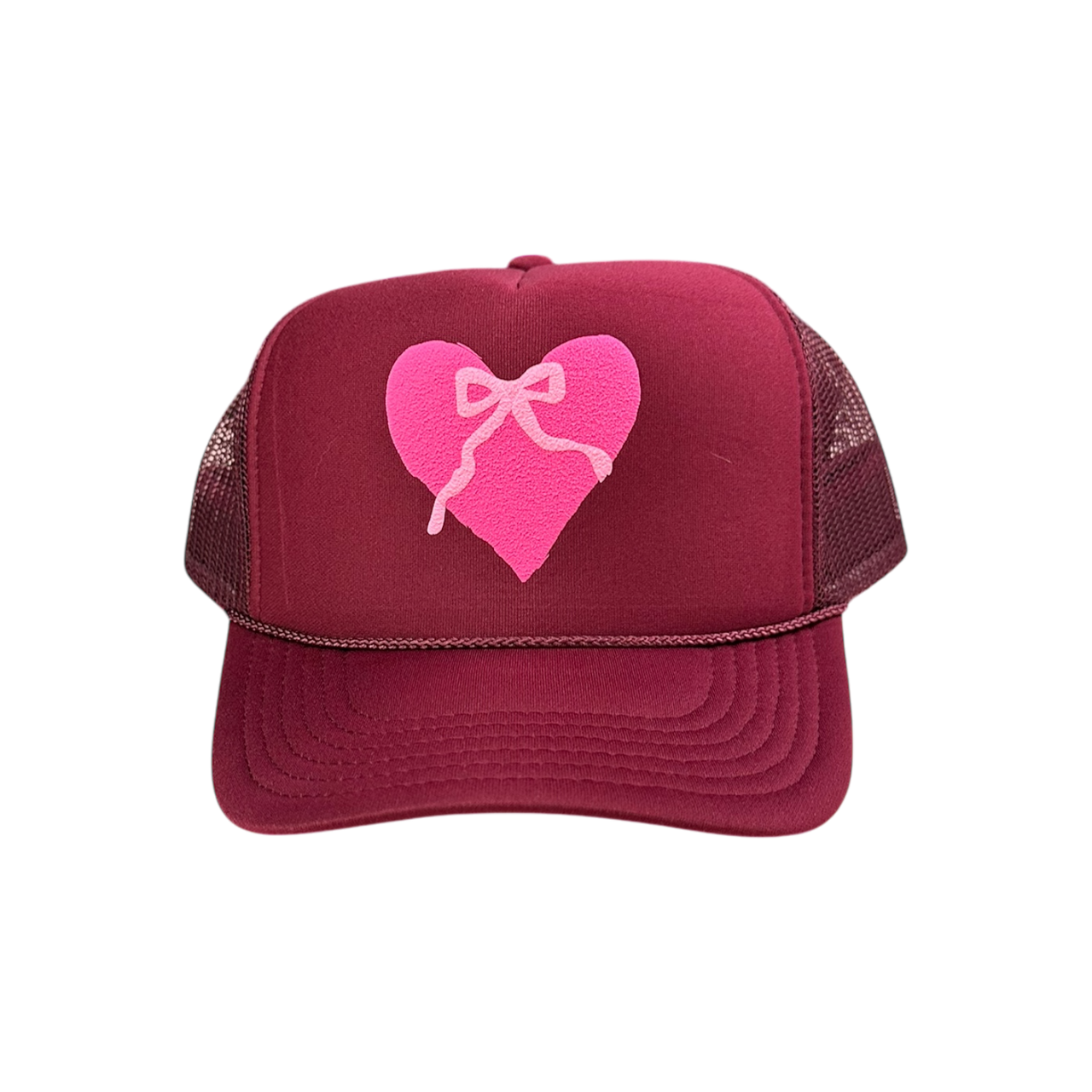 Heart with Bow - Maroon Trucker