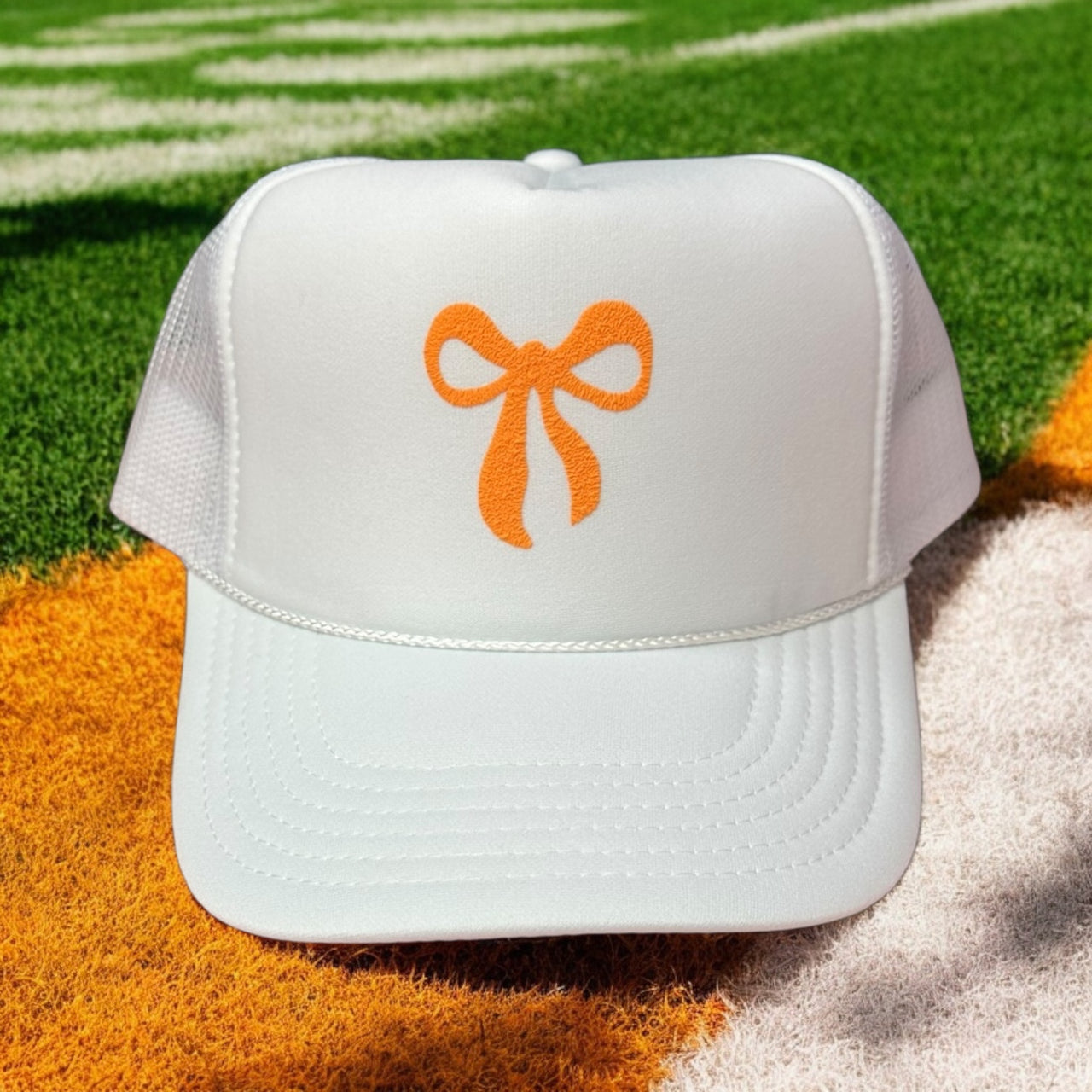 Orange Bow - White Trucker