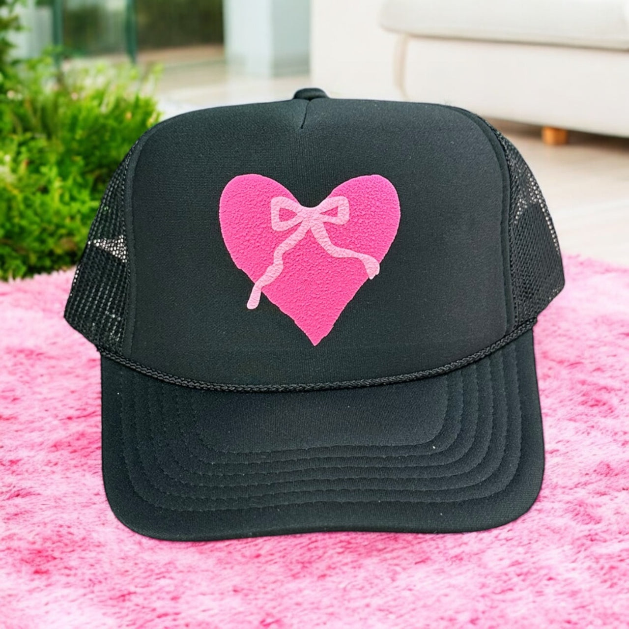 Heart with Bow - Black Trucker