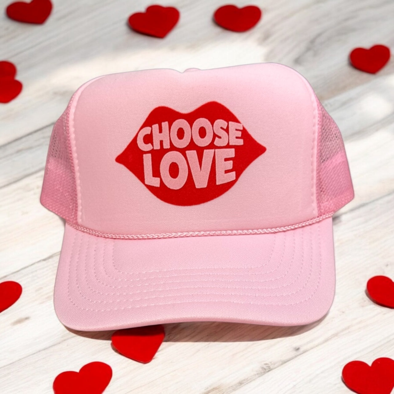 Choose Love (Lips) - Light Pink Trucker