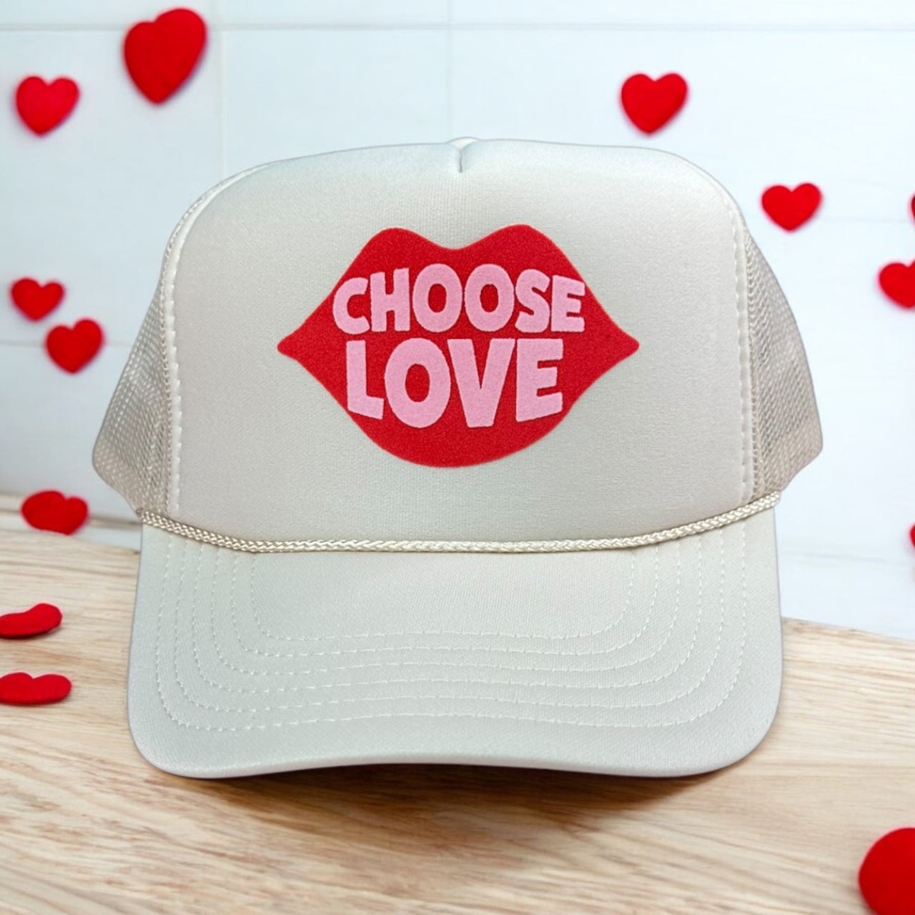 Choose Love (lips) - Tan Trucker