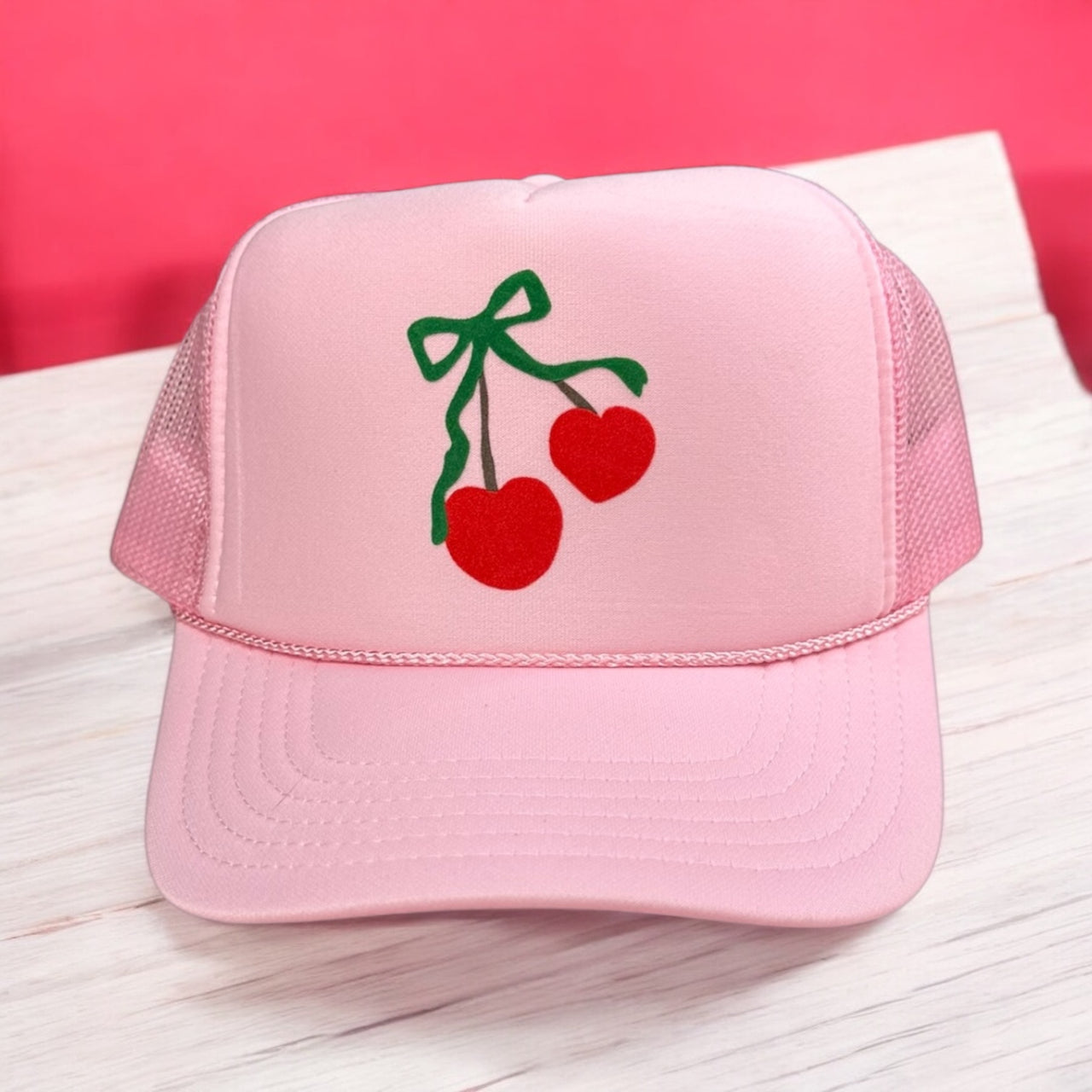 Cherries - Light Pink Trucker