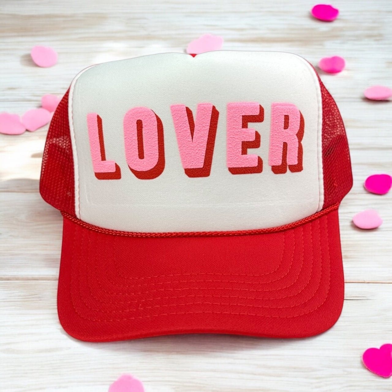 LOVER (double puff) - Red/White Trucker