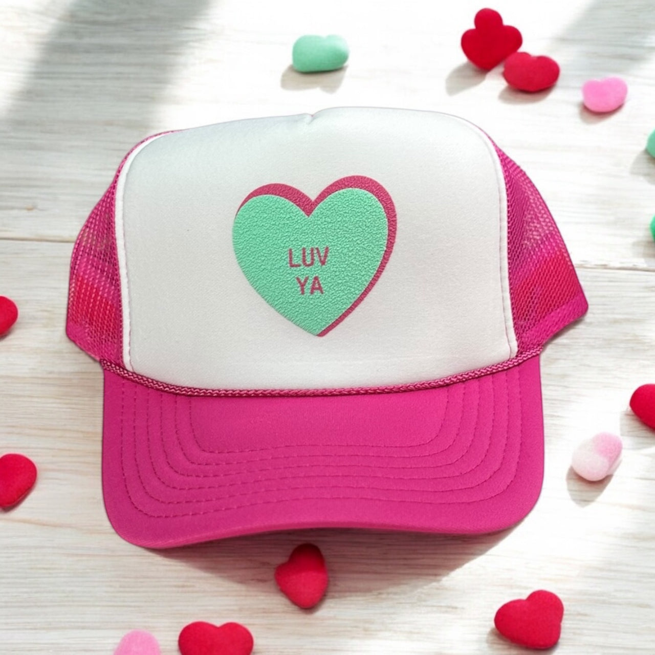 Candy Heart (Mint-Luv Ya) - White/Pink Trucker