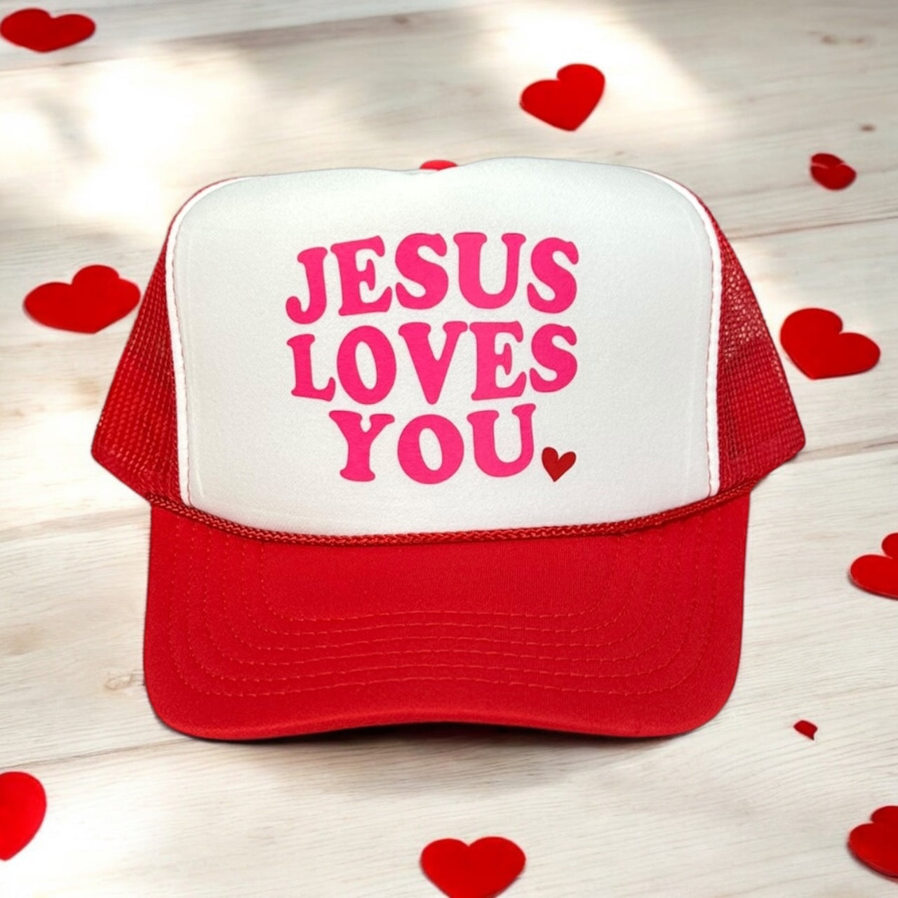 Jesus Loves You - White/Red Trucker