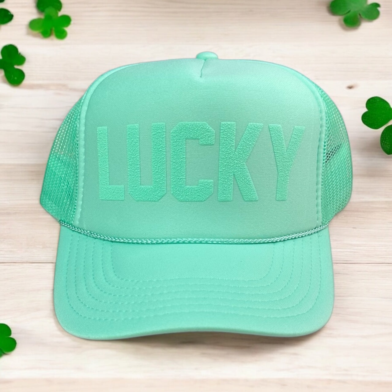 Tonal LUCKY - Mint Green Trucker Hat