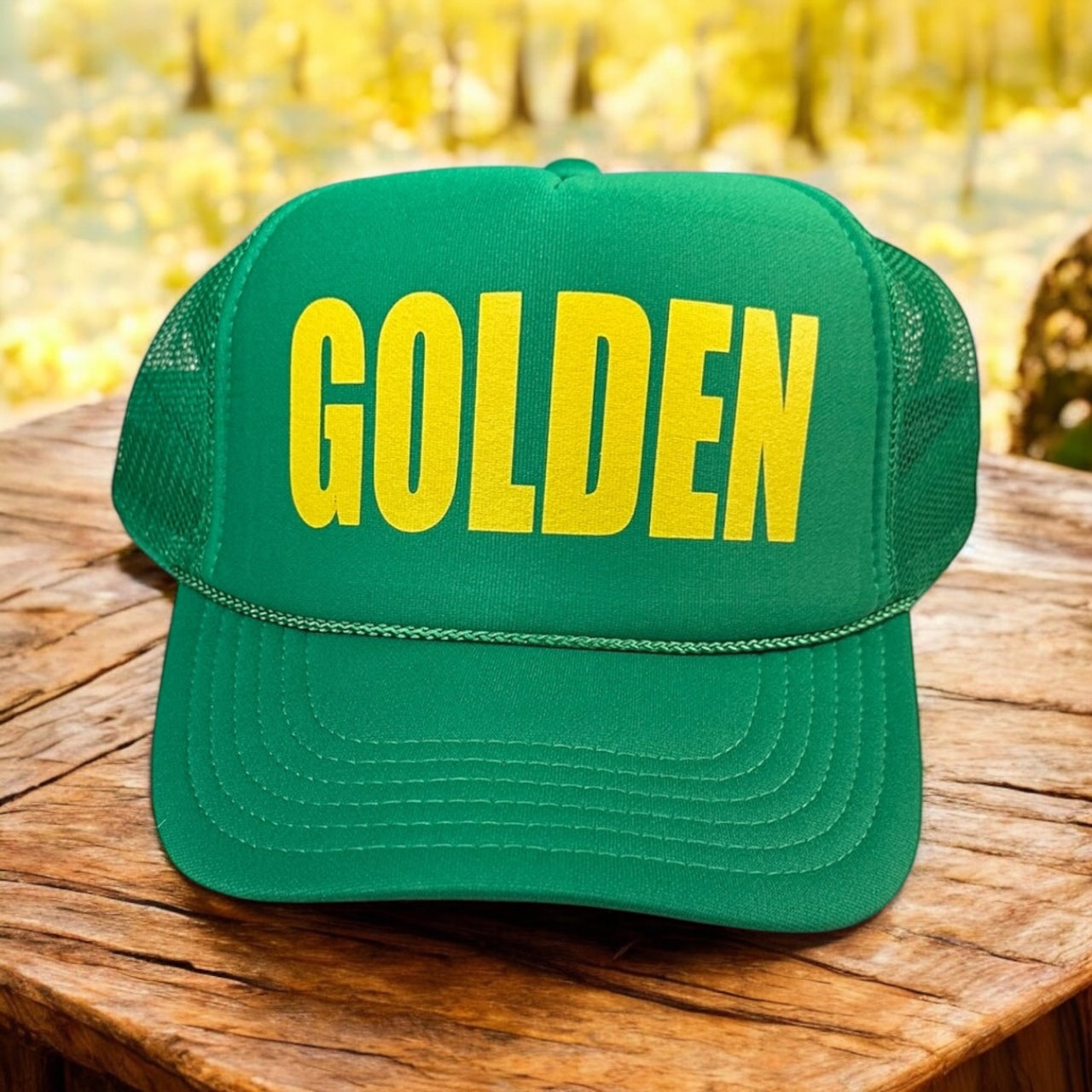 GOLDEN (yellow) - Green Trucker Hat